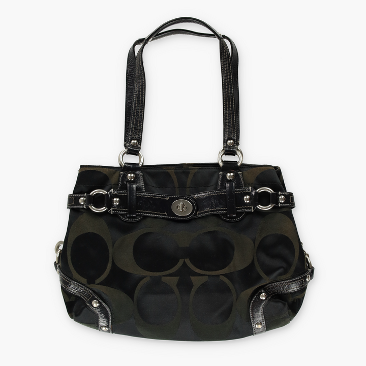 COACH 'Carly' 13300 Black Signature Jacquard Shoulder Bag