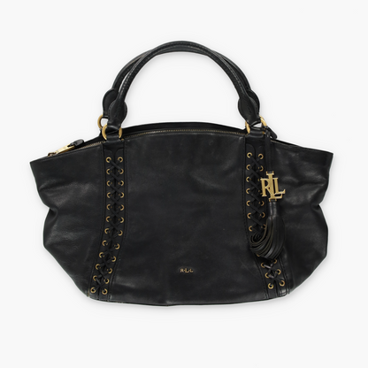 LAUREN RALPH LAUREN 'Ashfield Adaline' Black Leather Tassel Bag