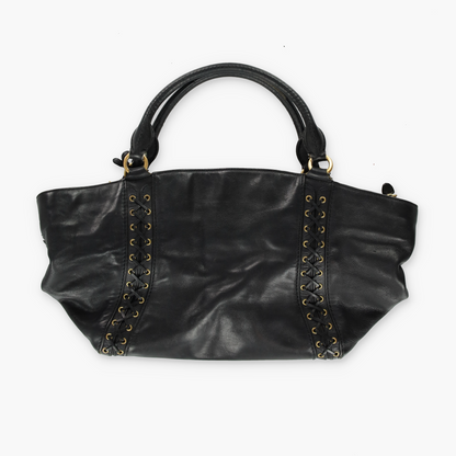 LAUREN RALPH LAUREN 'Ashfield Adaline' Black Leather Tassel Bag