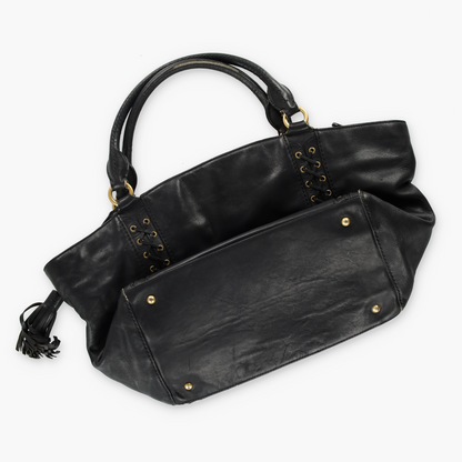 LAUREN RALPH LAUREN 'Ashfield Adaline' Black Leather Tassel Bag