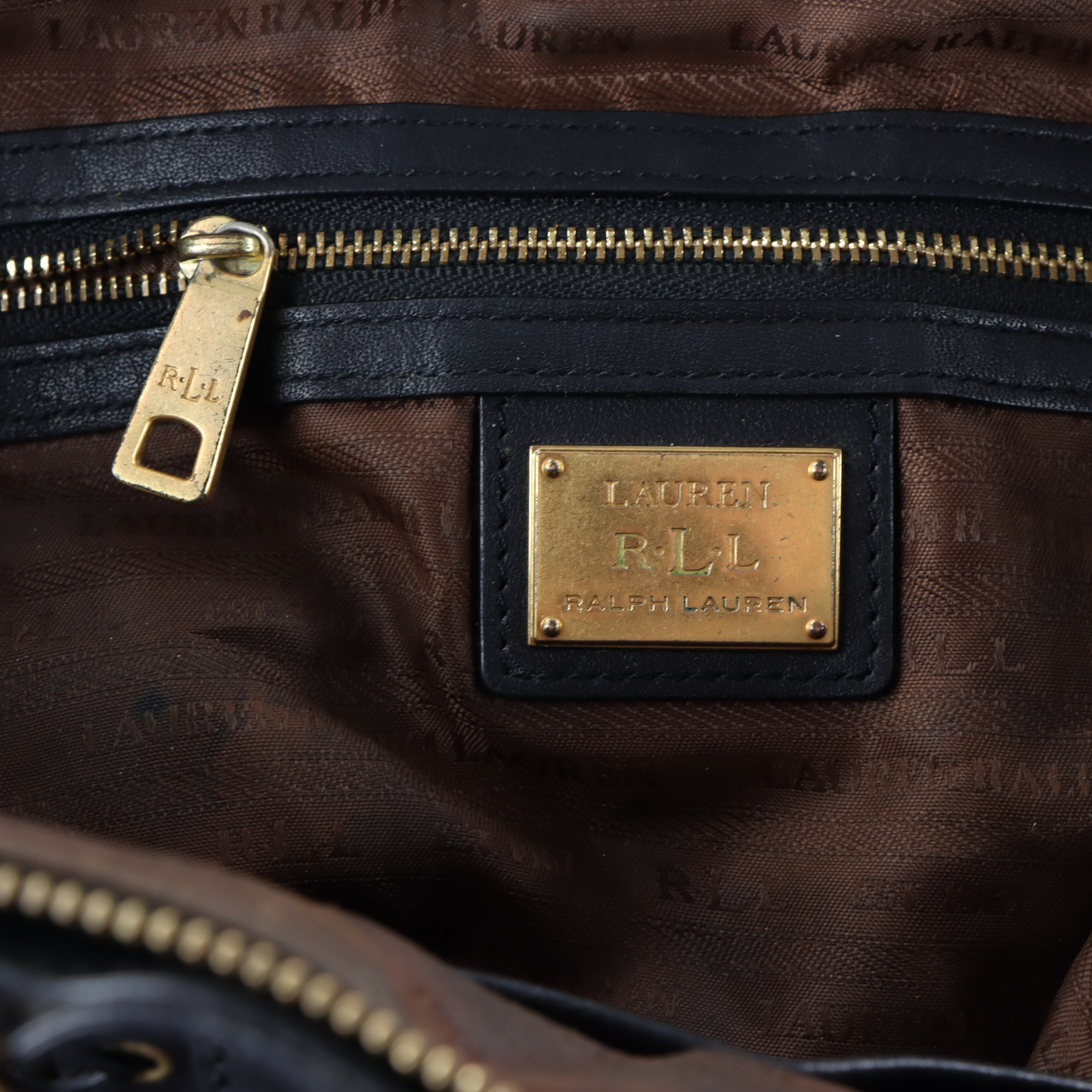 LAUREN RALPH LAUREN 'Ashfield Adaline' Black Leather Tassel Bag