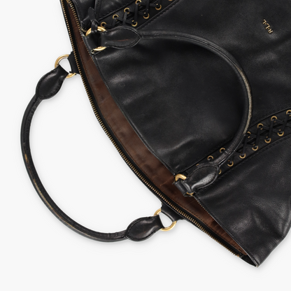LAUREN RALPH LAUREN 'Ashfield Adaline' Black Leather Tassel Bag