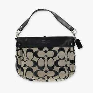 COACH 'Zoe' F14708 Black Signature Jacquard Hobo Bag