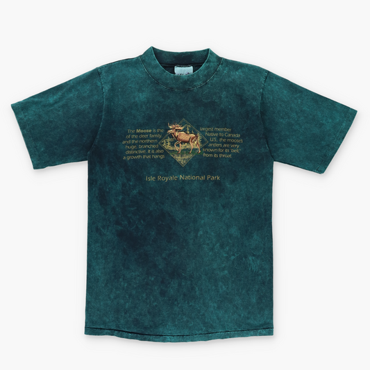 Michigan National Park Moose Embroidered USA Made Acid Wash Tee (S-M)
