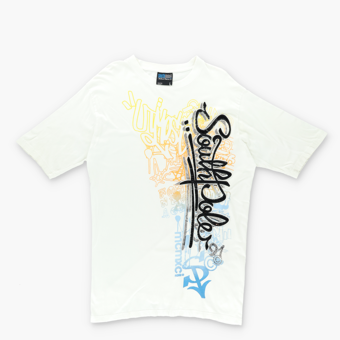 SOUTHPOLE Graphic Y2K Spell Out Embroidered Logo T-Shirt (XL)