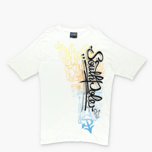 SOUTHPOLE Graphic Y2K Spell Out Embroidered Logo T-Shirt (XL)