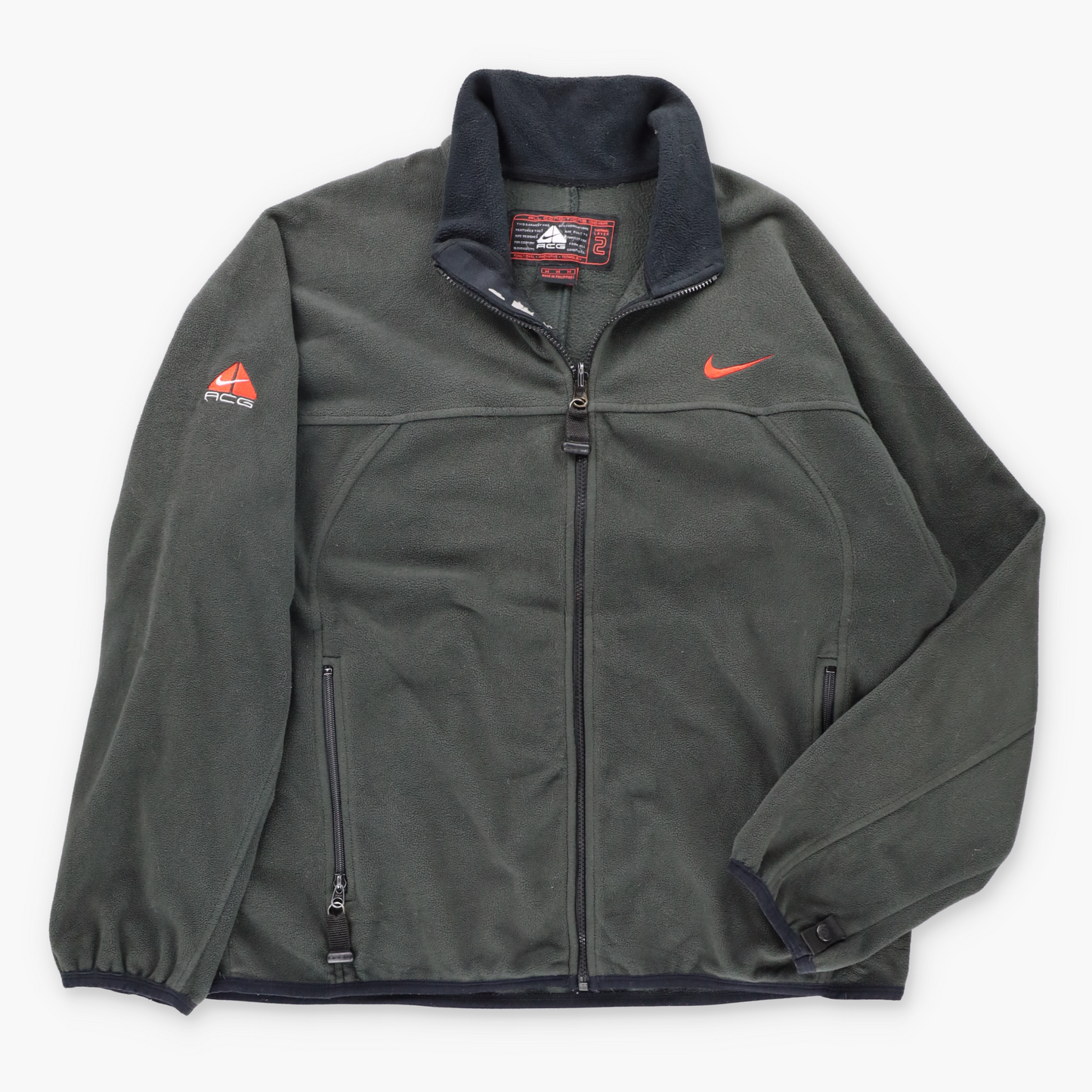 Vintage NIKE ACG Dark Grey & Orange Embroidered Swoosh Logo Full Zip Fleece Jacket (M) ***COCO Vintage Sole Melbourne