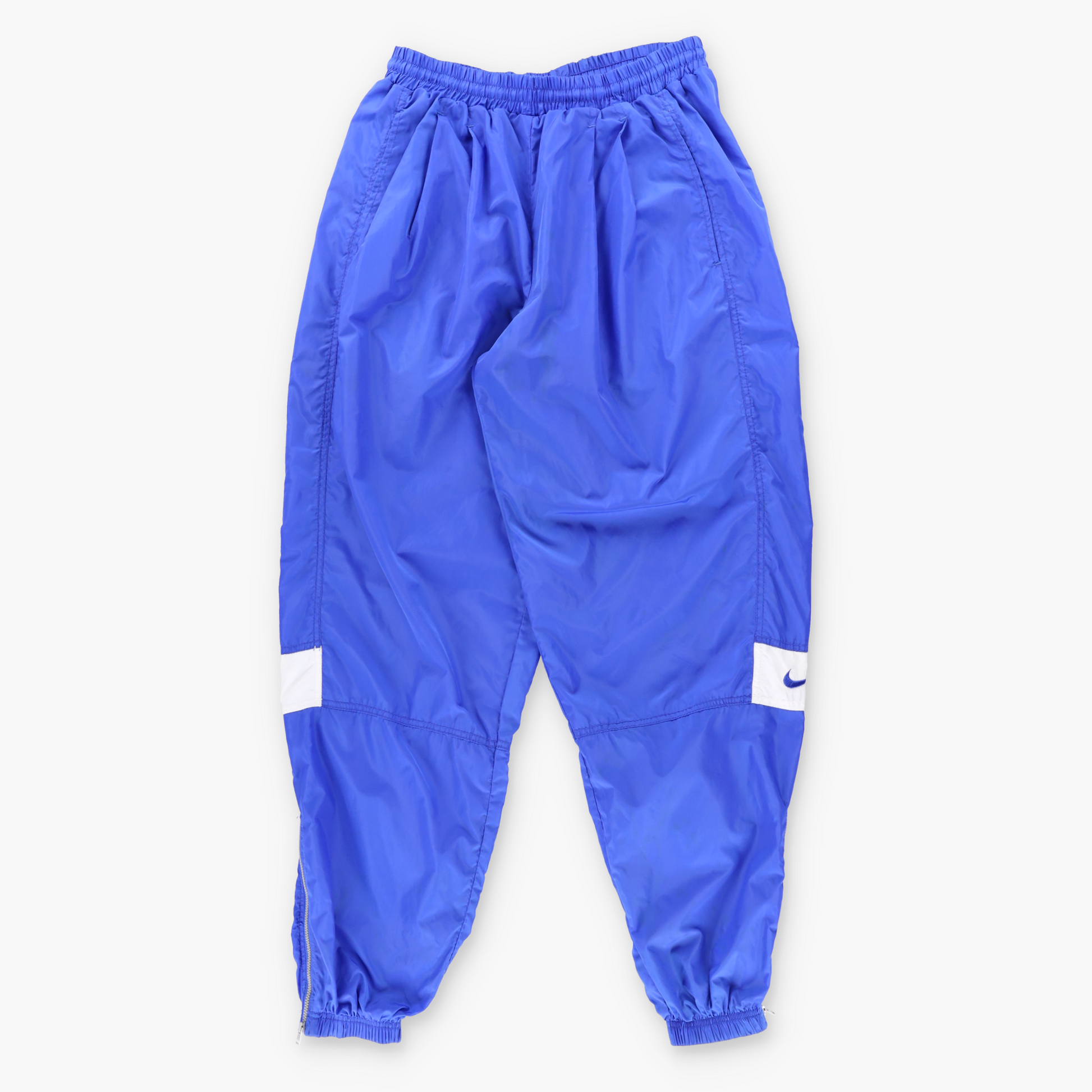 Vintage NIKE Blue & White Embroidered Logo Ankle Zip Mesh Lined Track Pants (M) ***COCO Vintage Sole Melbourne