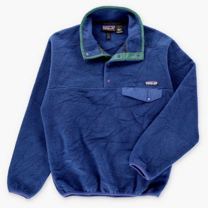 Vintage PATAGONIA Navy Blue 'Synchilla' 1/4 Snap Button USA Made Fleece Sweatshirt (S) ***COCO Vintage Sole Melbourne