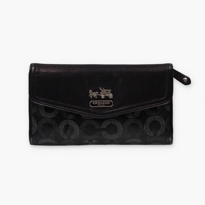 COACH 'Madison' Dotted Op Art Trifold Black Wallet Clutch
