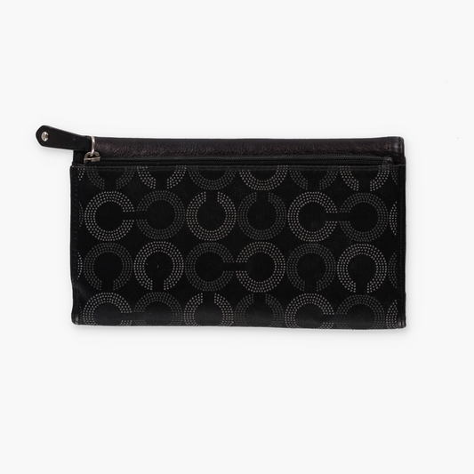 COACH 'Madison' Dotted Op Art Trifold Black Wallet Clutch