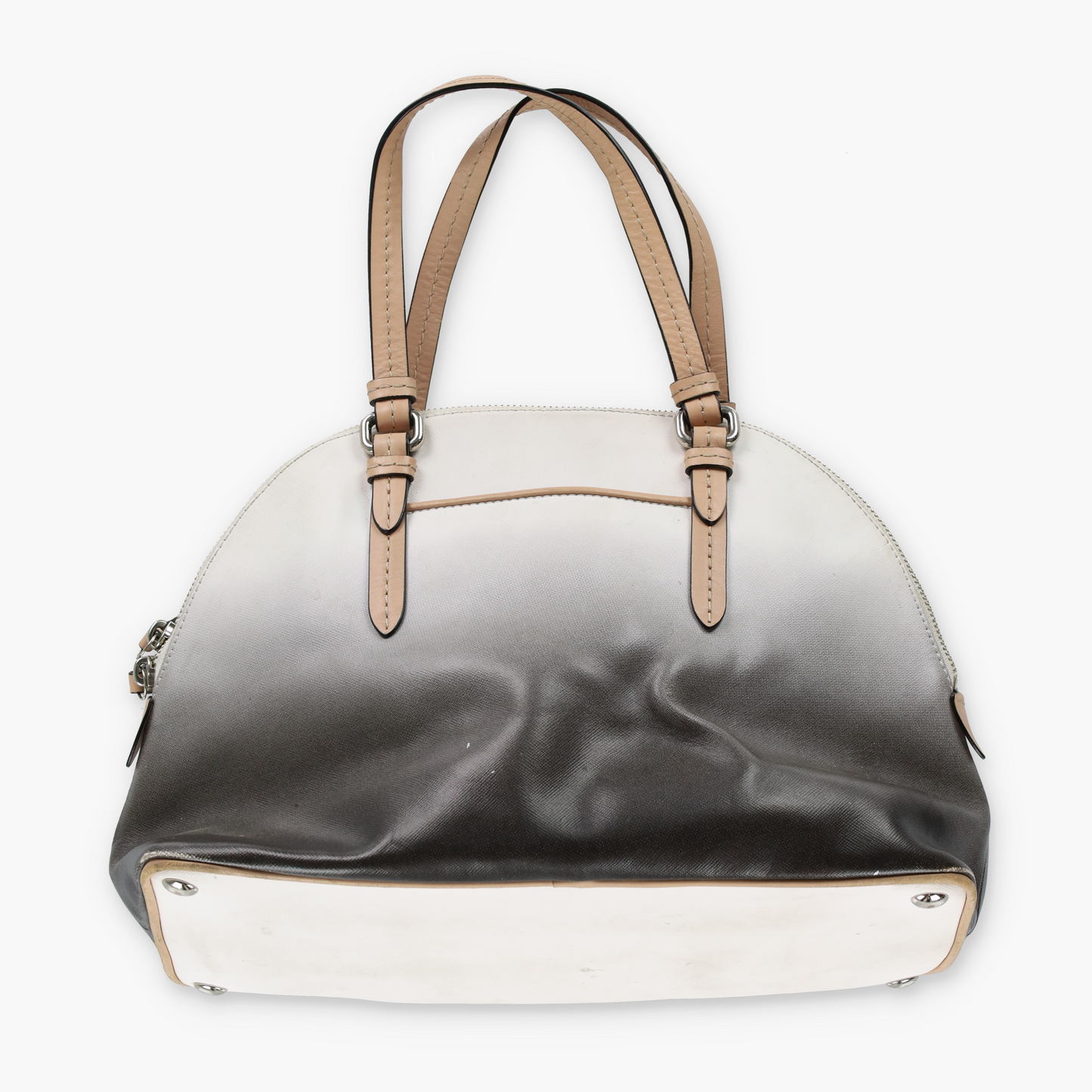 COACH 'Peyton Cora' Domed Black & White Ombre Leather Handbag