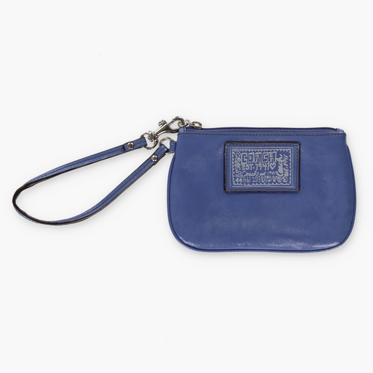 COACH Blue & Silver Patent Leather Wristlet