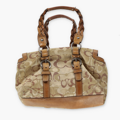 COACH Chelsea Signature Satchel Brown Braided Strap Shoulder Handbag 10995