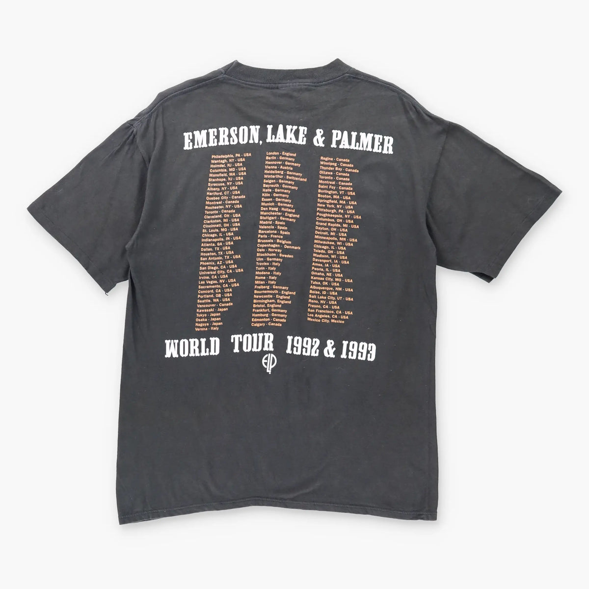 Vintage 1992 Emerson Lake & Palmer Brockum ELP Supergroup Tour Black & Orange T-Shirt (L)