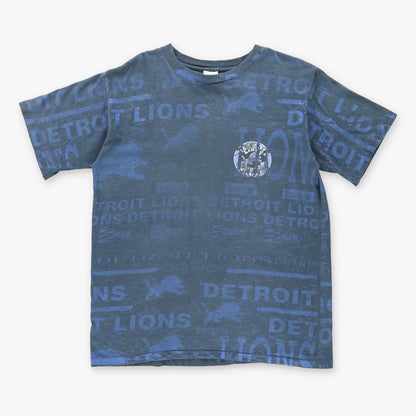 Vintage DETROIT LIONS Salem USA Made NFL Blue & Black Football T-Shirt (L)