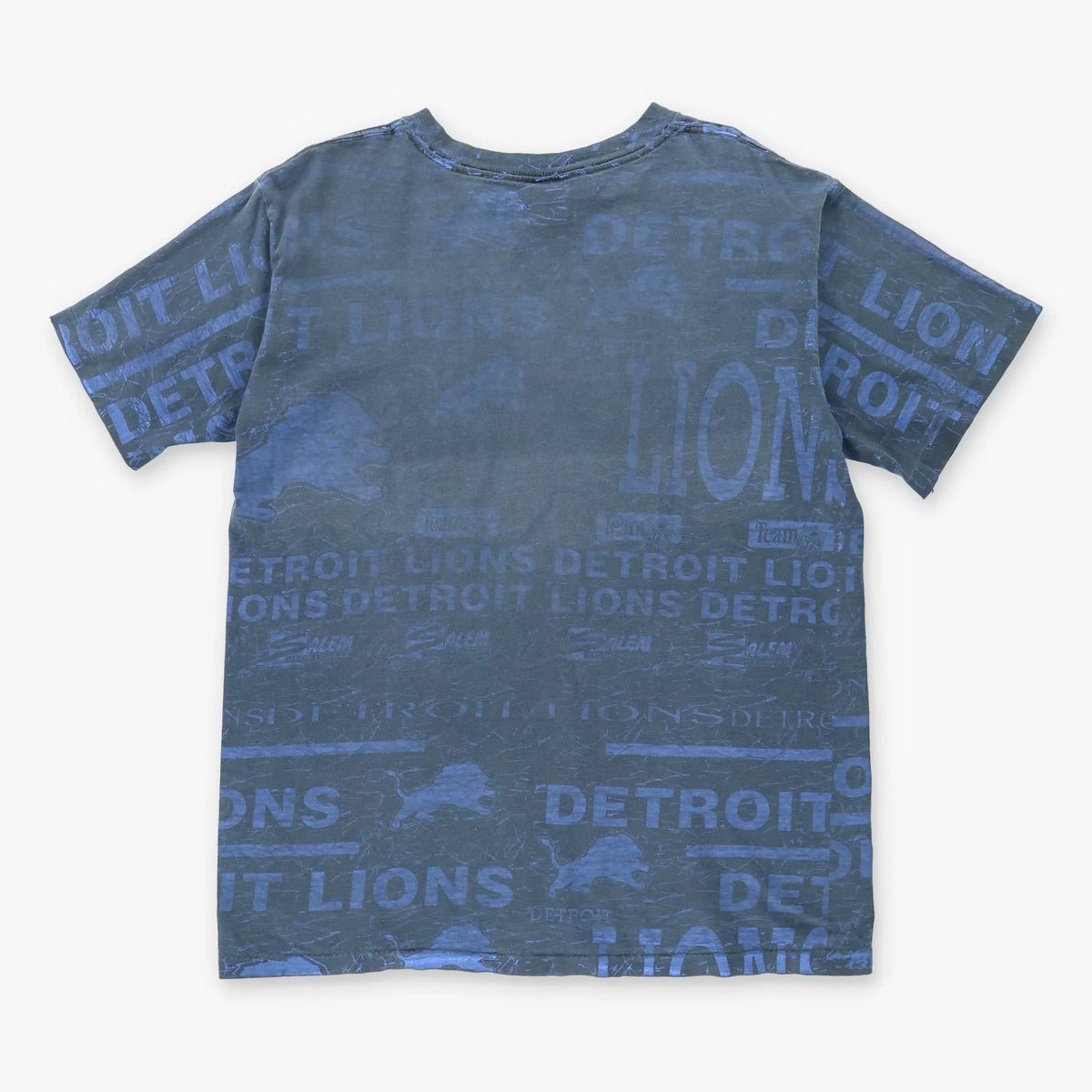 Vintage DETROIT LIONS Salem USA Made NFL Blue & Black Football T-Shirt (L)