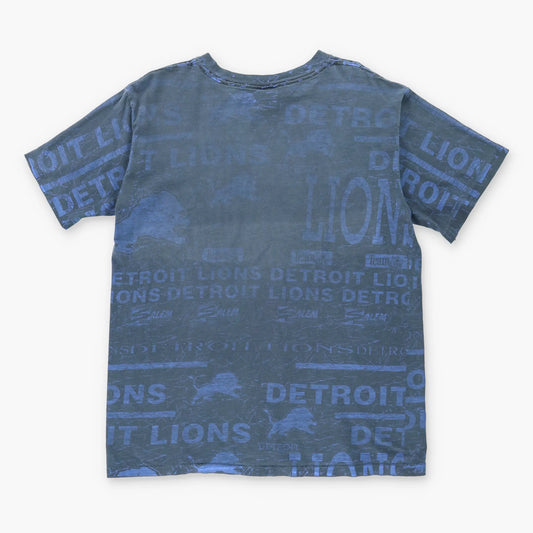 Vintage DETROIT LIONS Salem USA Made NFL Blue & Black Football T-Shirt (L)