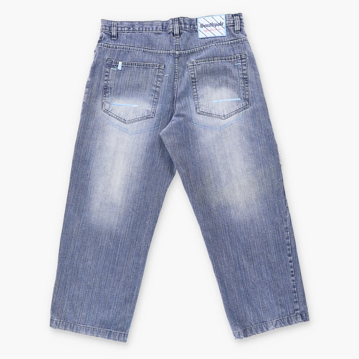 Vintage SOUTHPOLE Y2K 'Relax Fit' Blue Embroidered Distressed Jeans (36)