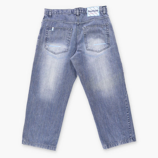 Vintage SOUTHPOLE Y2K 'Relax Fit' Blue Embroidered Distressed Jeans (36)