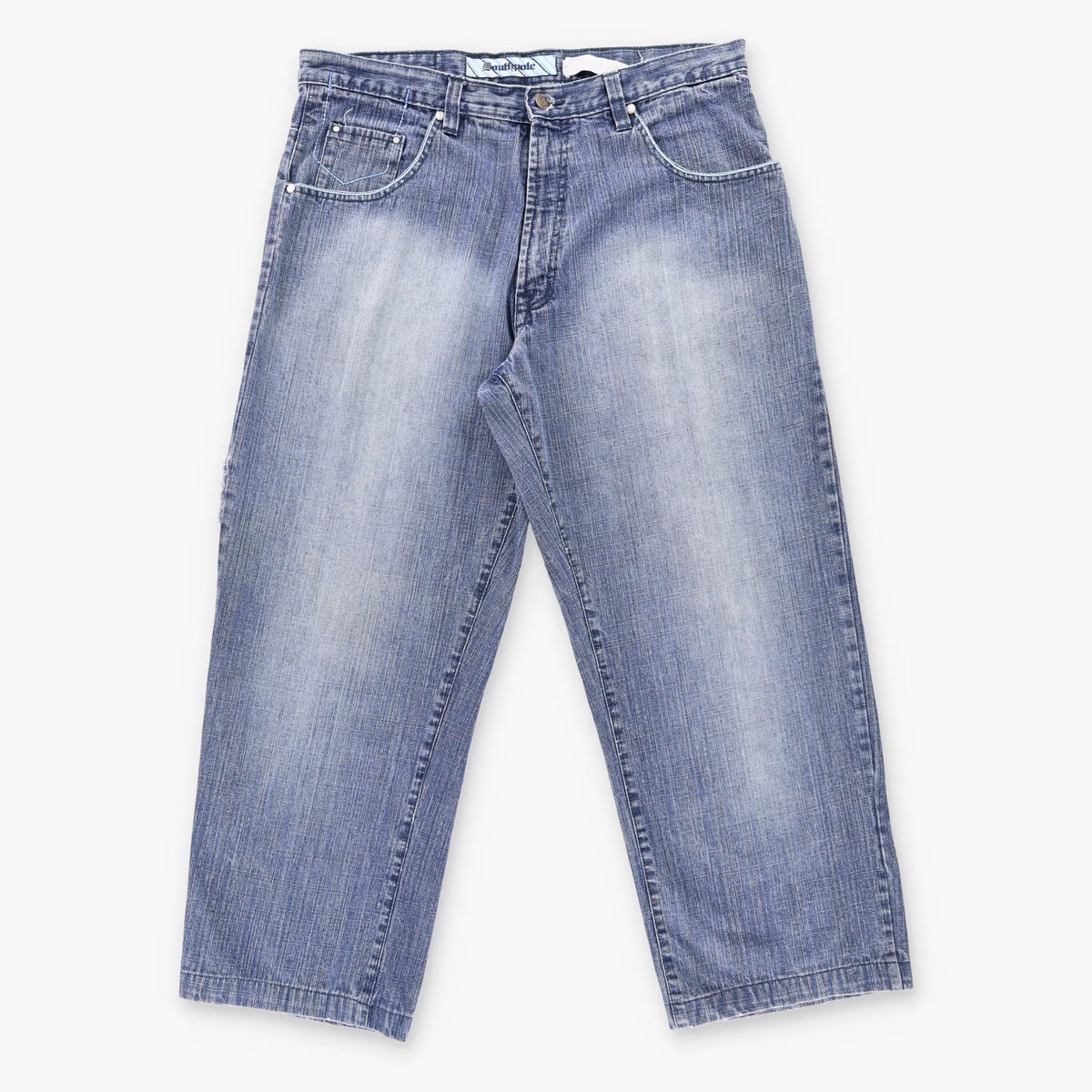 Vintage SOUTHPOLE Y2K 'Relax Fit' Blue Embroidered Distressed Jeans (36)