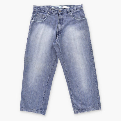 Vintage SOUTHPOLE Y2K 'Relax Fit' Blue Embroidered Distressed Jeans (36)