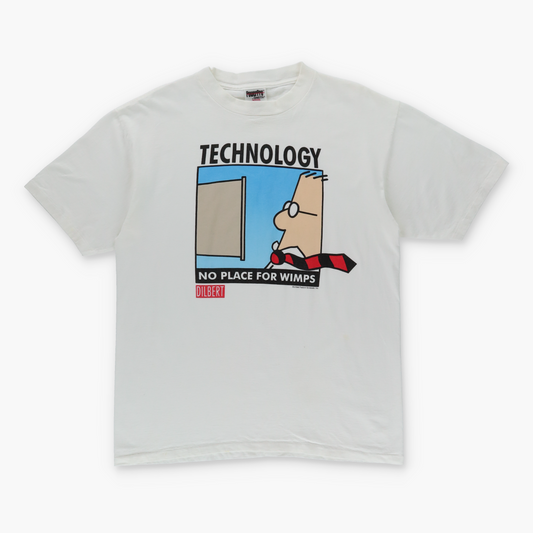 Vintage DILBERT 'Technology, No Place For Whimps' Cartoon Single Stitch T-Shirt (L)