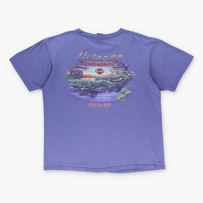 HARLEY DAVIDSON Y2K 'Orlando' Eagle Flame Purple Motorcycle Tee (XL)