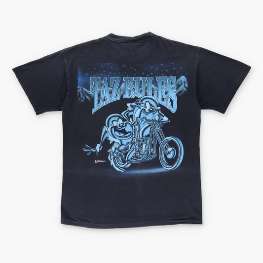 1996 LOONEY TUNES 'Taz Rules' Motorcycle USA Made Single Stitch T-Shirt (L)