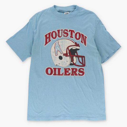 Vintage HOUSTON OILERS NFL Helmet 50/50 Blue & Red Tee (S-M)
