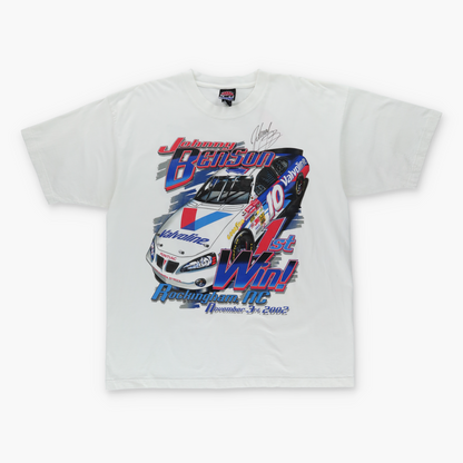 JOHNNY BENSON 'First Win!' Signature NASCAR White Racing T-Shirt (XXL)