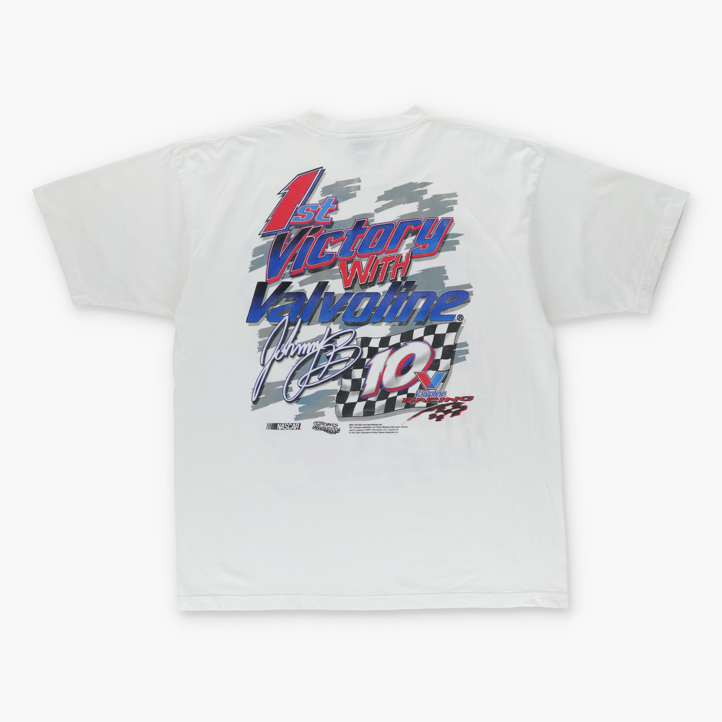 JOHNNY BENSON 'First Win!' Signature NASCAR White Racing T-Shirt (XXL)