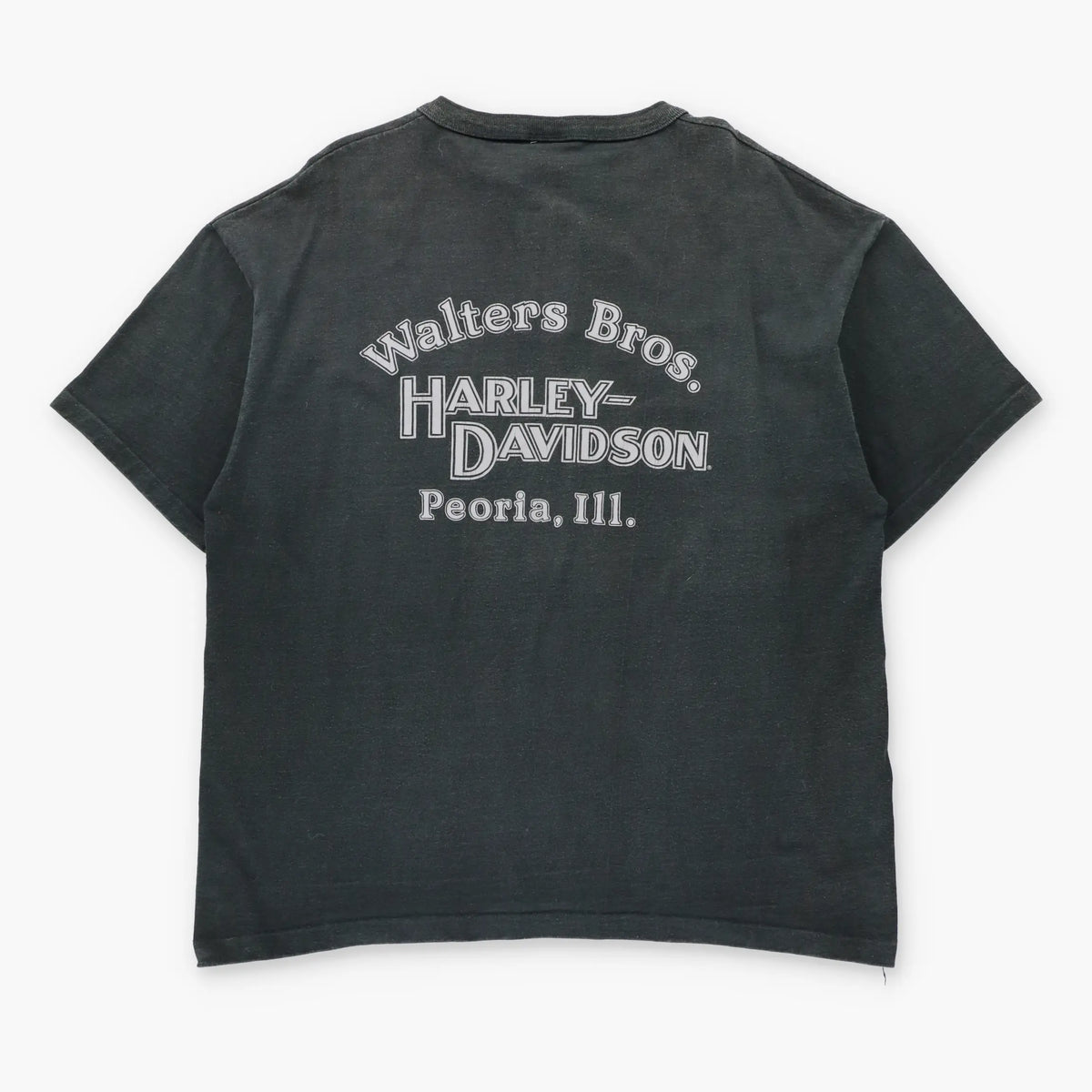 Vintage HARLEY DAVOIDSON Walters Bros Peoria Illinois USA Made 1/4 Button Tee (XL)