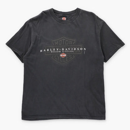 HARLEY DAVIDSON New London County Ship USA Made Vintage Black Motorcycle Tee (XL)