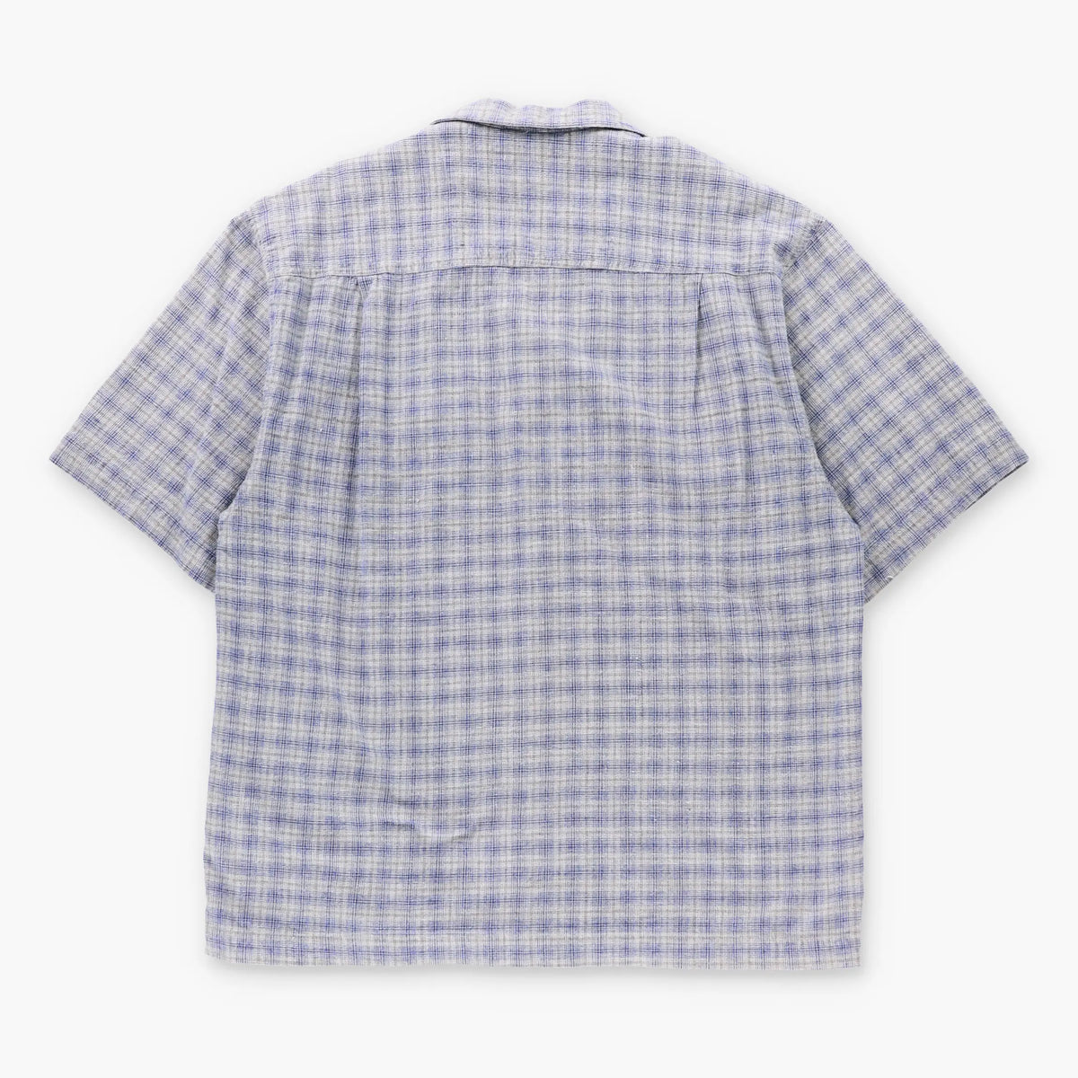 Vintage RUSTY Blue & Grey Plaid Short Sleeve Button Up Shirt (L-XL)