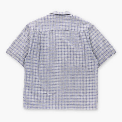 Vintage RUSTY Blue & Grey Plaid Short Sleeve Button Up Shirt (L-XL)