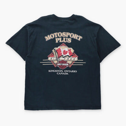 HARLEY DAVIDSON Motosport Plus "Ride Free" Ontario Canada Vintage Black T-Shirt Canada Made (XL)