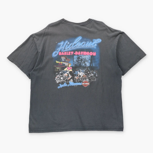 Vintage HARLEY DAVIDSON Retro Drive-In Theatre Faded Black Motorcycle Tee (XXL)