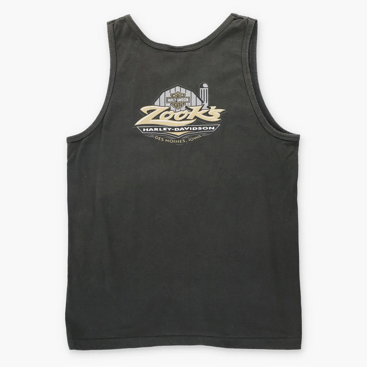 Vintage HARLEY DAVIDSON Evil Jester Des Moines Iowa Black USA Made Single Stitch Tank (M)