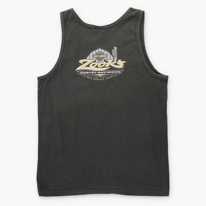 Vintage HARLEY DAVIDSON Evil Jester Des Moines Iowa Black USA Made Single Stitch Tank (M)