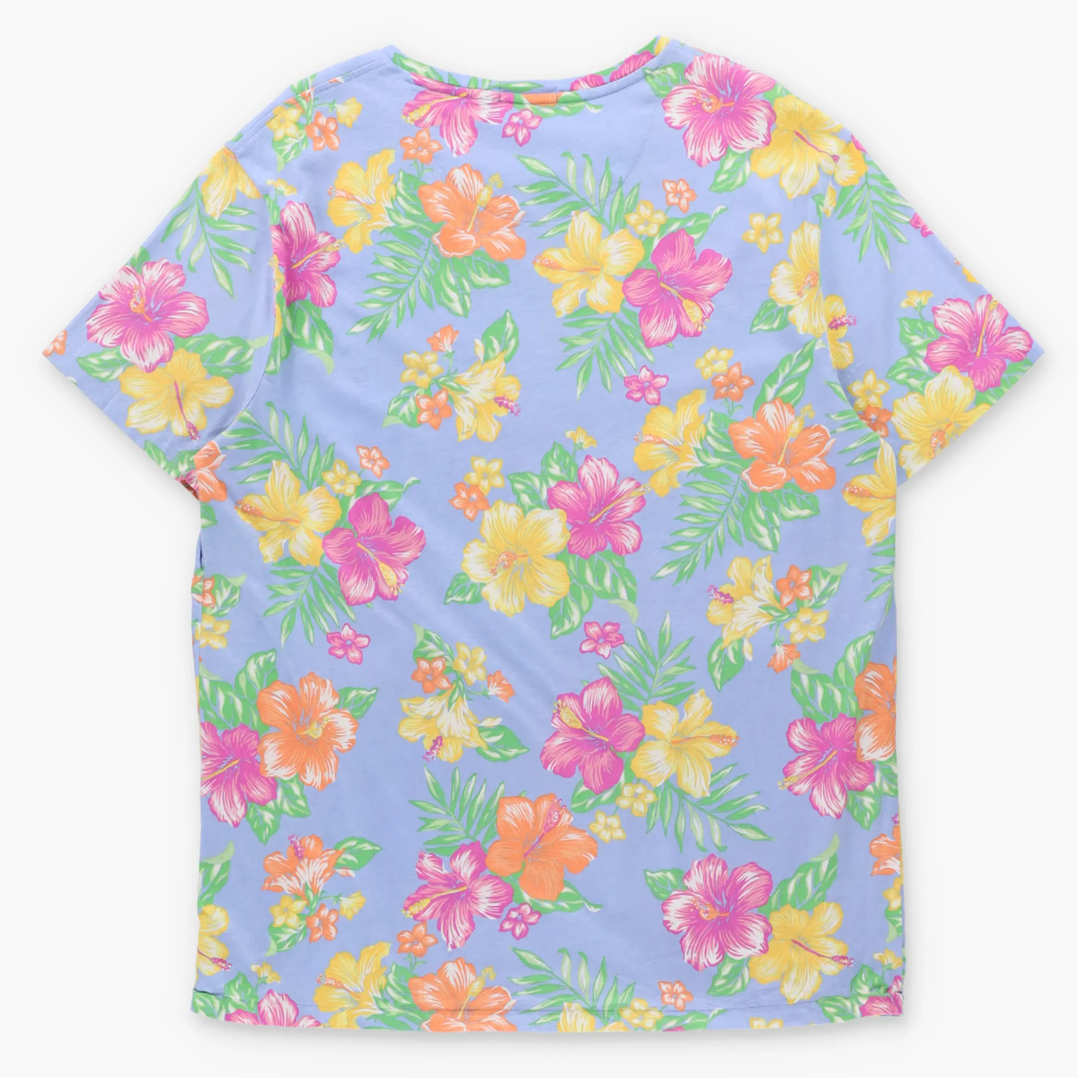 Vintage POLO RALPH LAUREN Embroidered Pony Logo Tropical Floral Multicoloured T-Shirt (L)
