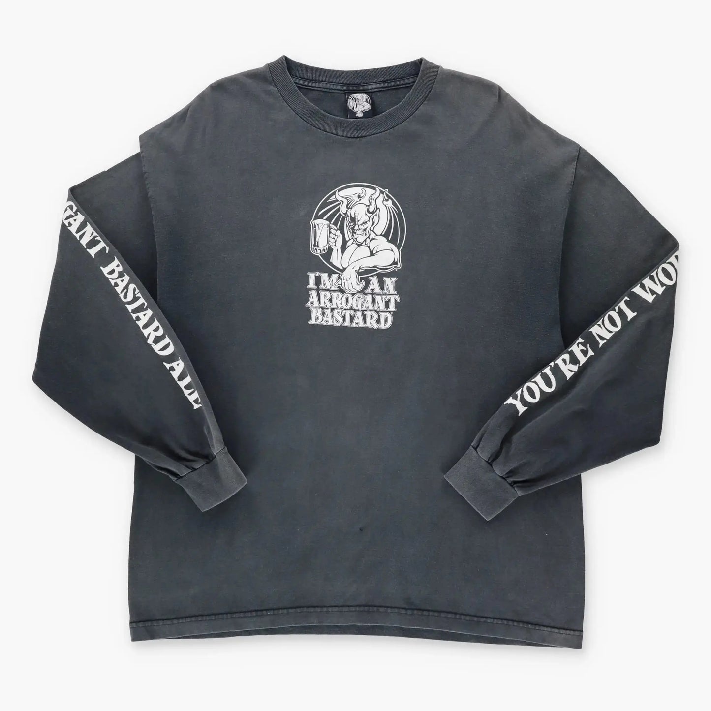 Vintage ARROGANT BASTARD Stone Brewing Ale Faded Long Sleeve T-Shirt (XL) Vintage Sole Melbourne