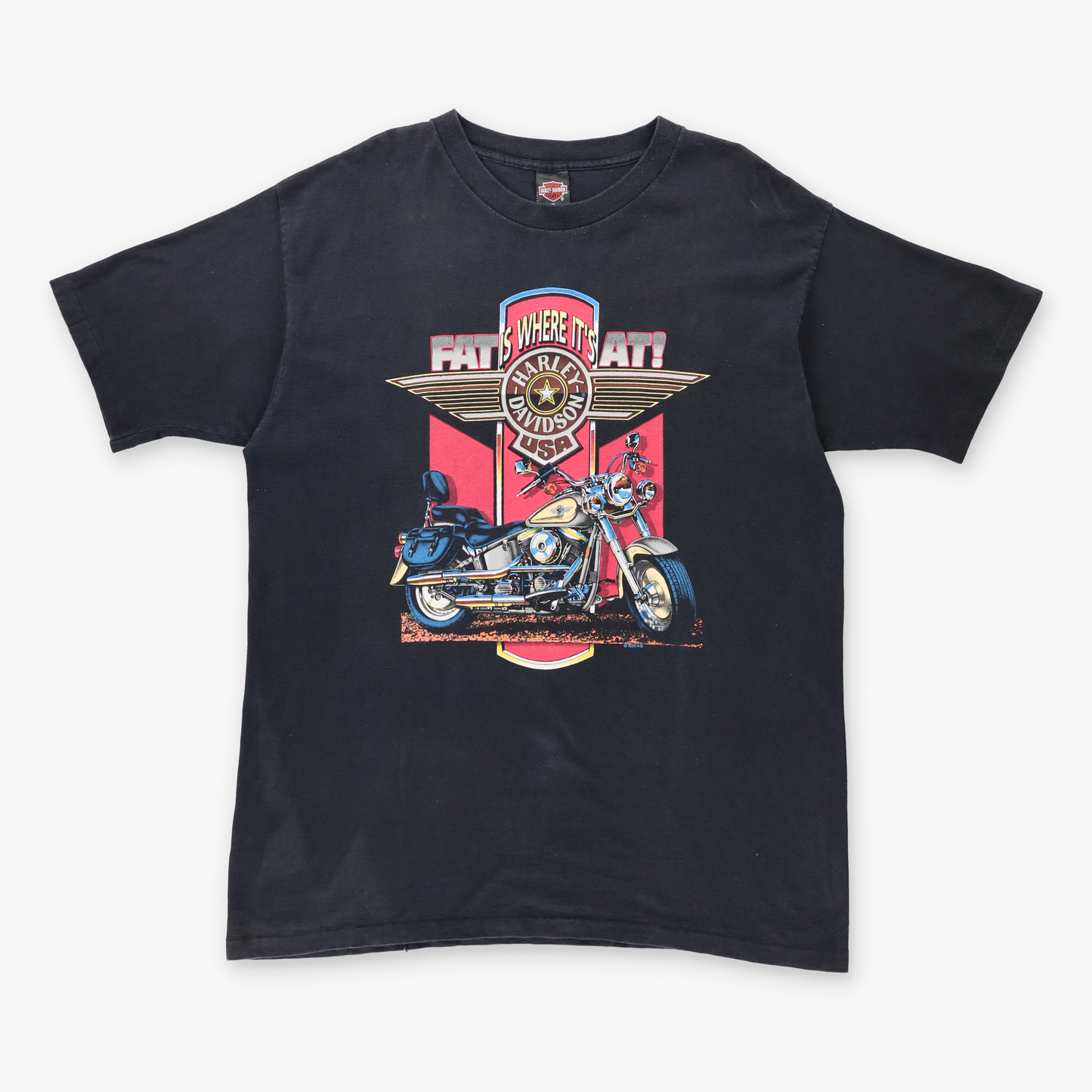 1995 Vintage HARLEY DAVIDSON "Fat Is Where It's At!" USA Made Motorcycle T-Shirt (XL) Vintage Sole Melbourne