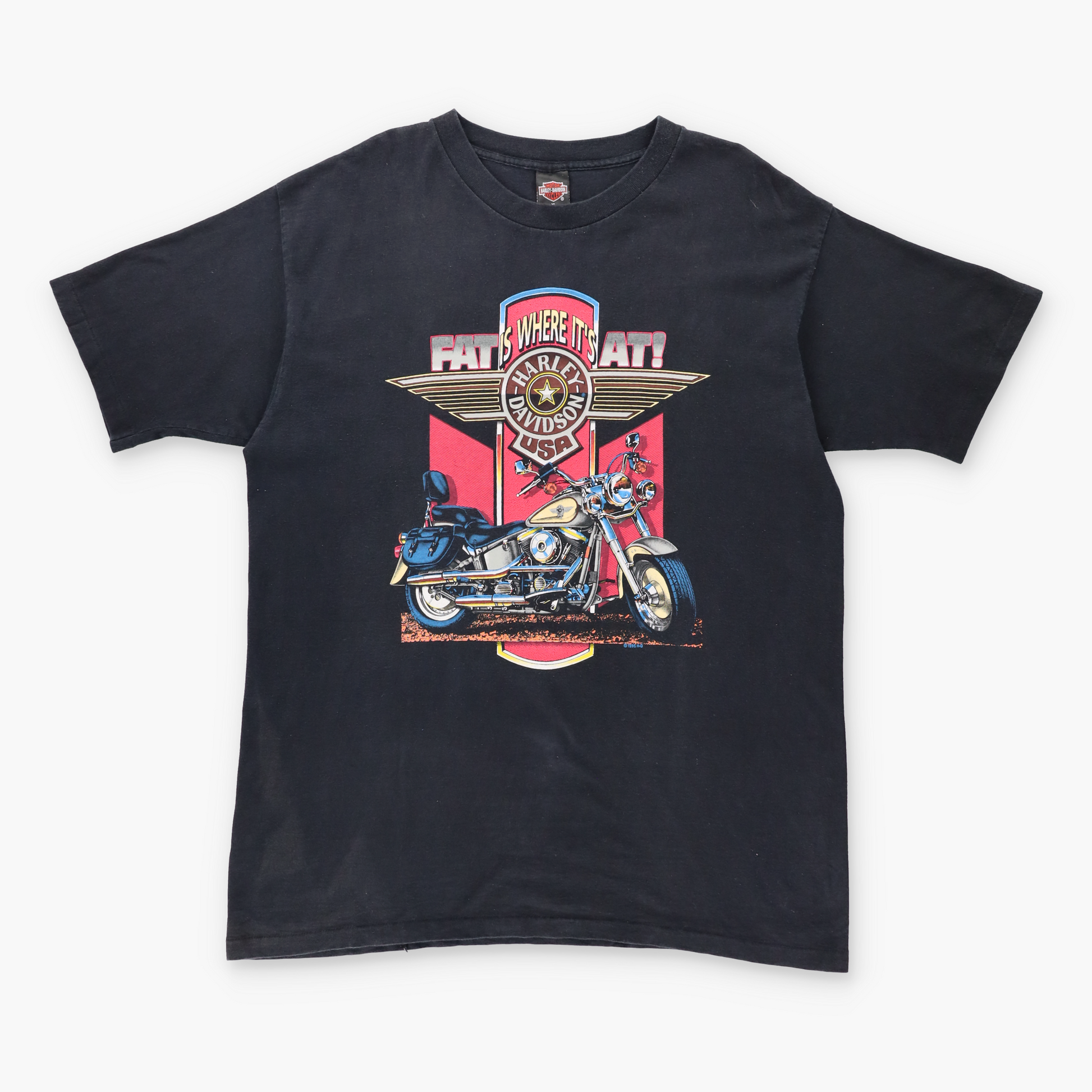 1995 Vintage HARLEY DAVIDSON "Fat Is Where It's At!" USA Made Motorcycle T-Shirt (XL) Vintage Sole Melbourne