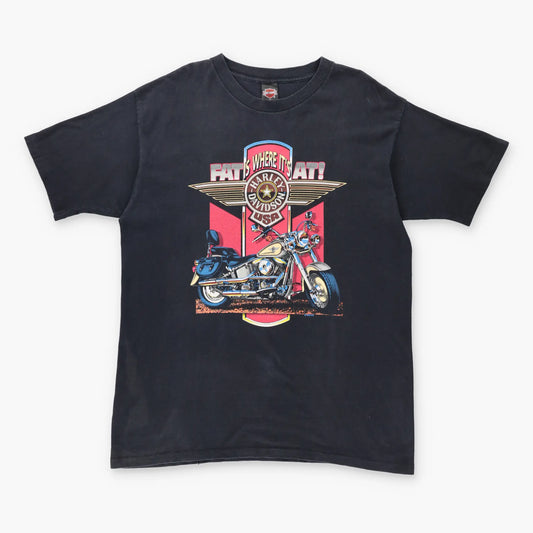 1995 Vintage HARLEY DAVIDSON "Fat Is Where It's At!" USA Made Motorcycle T-Shirt (XL)