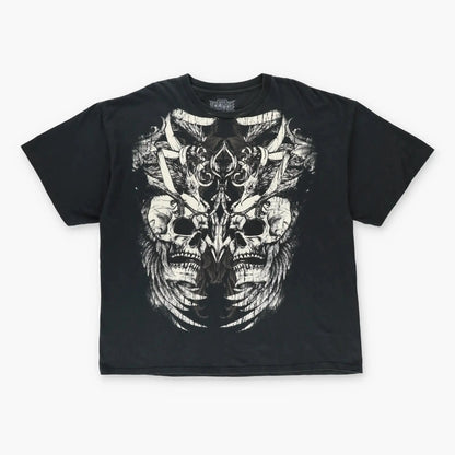 ELITE MMA Y2K Skull Wing Grunge Two Sided Vintage Black & White T-Shirt (XXL) Vintage Sole Melbourne