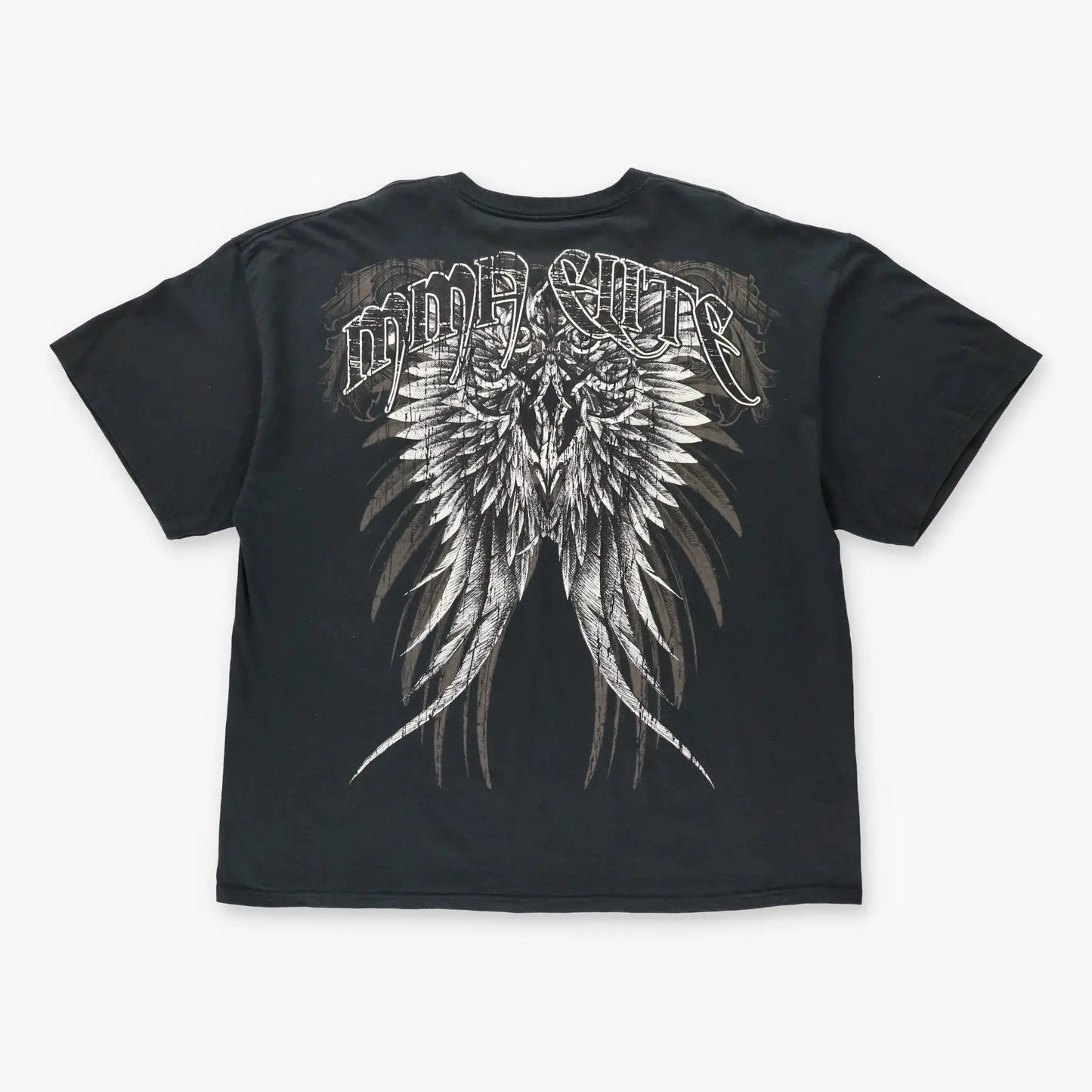 ELITE MMA Y2K Skull Wing Grunge Two Sided Vintage Black & White T-Shirt (XXL) Vintage Sole Melbourne