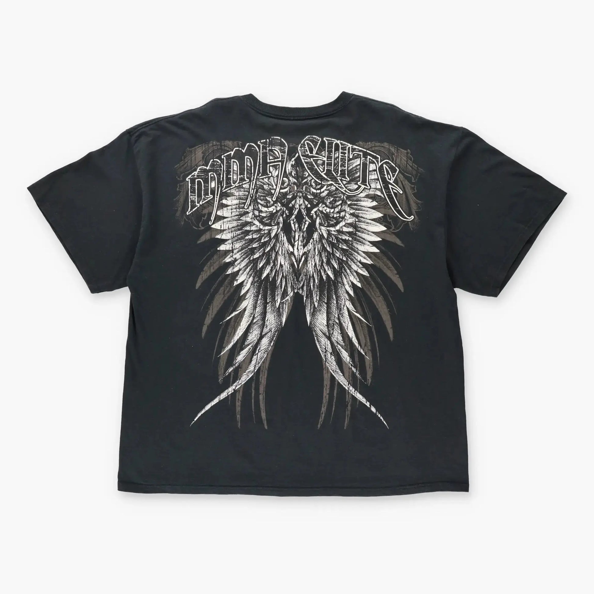 ELITE MMA Y2K Skull Wing Grunge Two Sided Vintage Black & White T-Shirt (XXL) Vintage Sole Melbourne