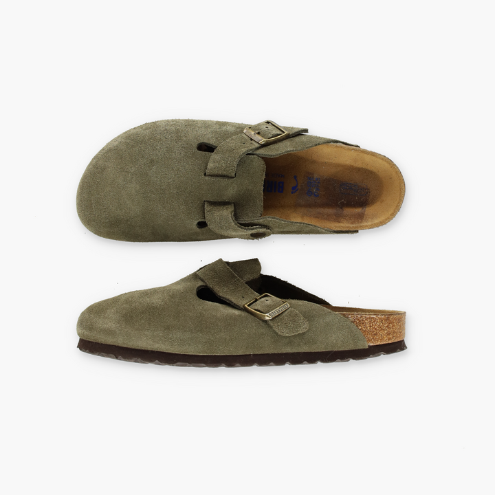 BIRKENSTOCK 'Boston' Green Suede Clogs (39/M6/L8)