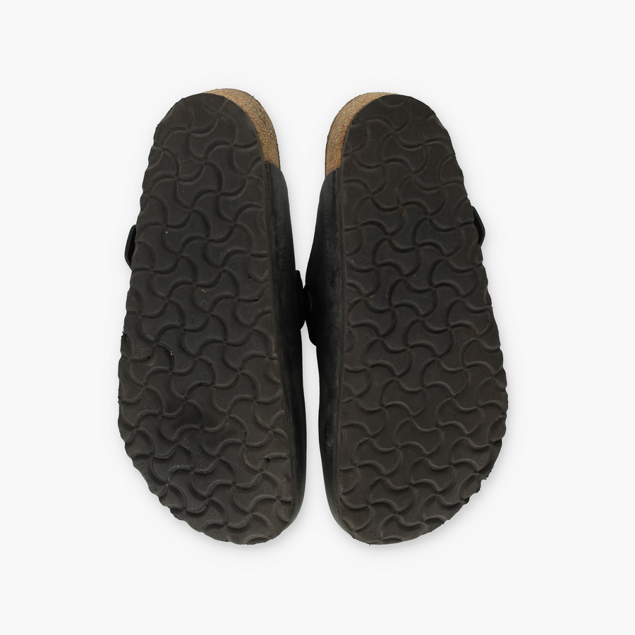 BIRKENSTOCK 'Boston' Black Leather Clogs (38/M5/L7)